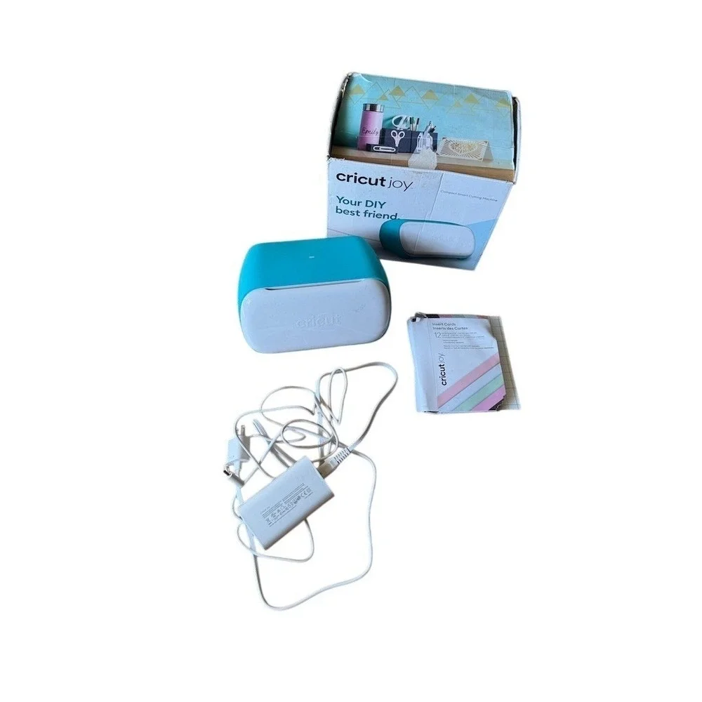 Cricut‎ Joy Smart Cutting Machine Teal/White w/ Power Adapter Insert box compact
